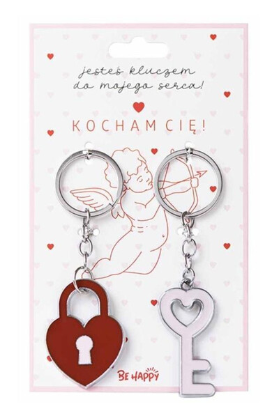 Be-Happy Gifts , Set brelocuri metalice emailate cu lacat in forma de inima s...