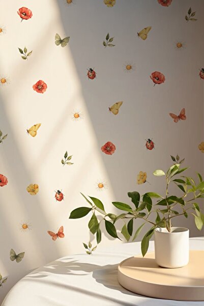 MSticker Spring Flowers and Ladybugs Wall Sticker Set 89 Pieces |   Daisy, Po...