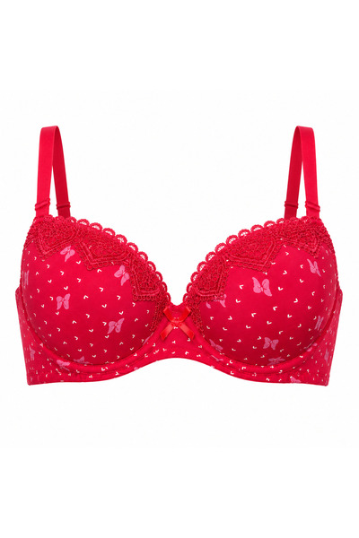 Generic Women's Butterfly Print Lace Detailed Bralette 46 Size