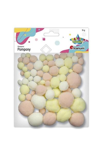 Titanum Pompoane/pompons din poliester, mix marimi 10/15/20/25/30 mm, pastela...