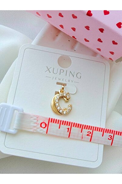 XUPING JEWELRY C Harf Gold Renk Çelik Kolye Ucu