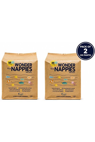 WONDER NAPPIES سراويل سباحة صديقة للبيئة للأطفال، مقاس متوسط، 6-12 كجم، مضادة...
