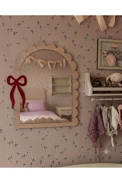 mdmetadesign Fiyonk Desenli Ahşap Ayna (MDF)