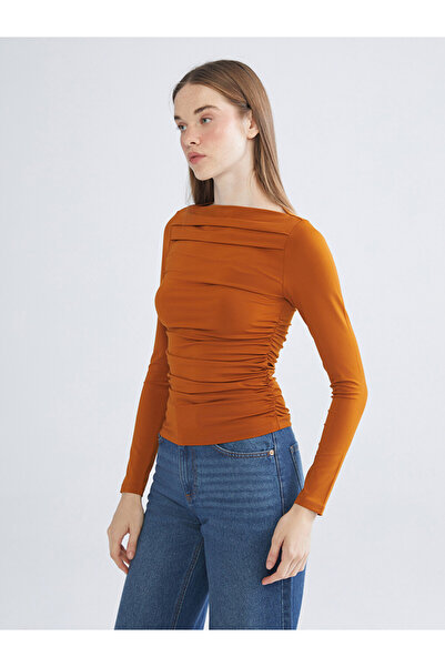 LC Waikiki Slash Neck Ruched Blouse
