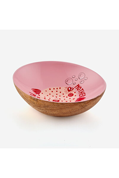 GIFT COMPANY طبق زخرفي من خشب المانجو الوردي مقاس 11×4×12.5 سم