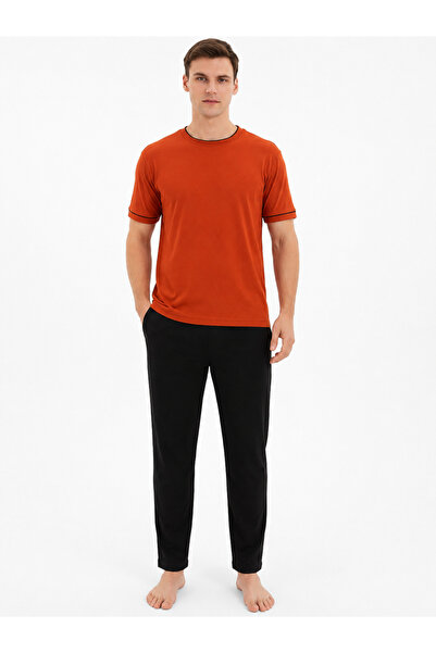 YUYİ Kly Bicycle Collar Modal Cotton Men's Short Sleeve Pajama Set