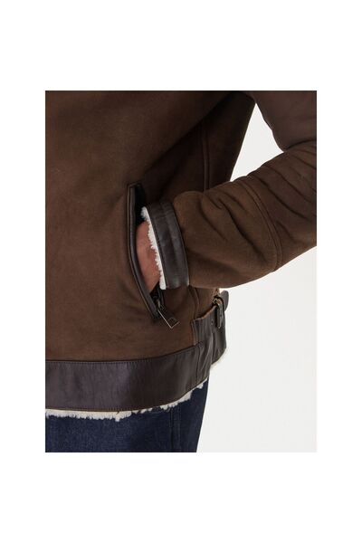 Aeronautica Militare Geacă de piele pentru bărbați 252PN0164U100893 Maro