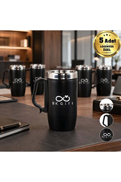 Bk Gift 5 Pieces of 5304 Steel Mug with Custom Logo, 240 ml Corporate Thermos...