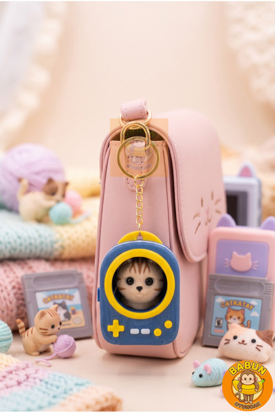 Babun Oyuncak Çantalı Kedi Çanta Charm Bag Charm & Anahtarlık Sevimli Hayvan Oyuncak - Trend Çanta Süsü