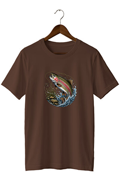 remonz Unisex Trout Fishing Printed T-Shirt – Nature and Outdoor Themed Crew ...