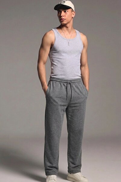 comstar Men's Smoked Sweatpants with Elastic Waist and Wide Legs