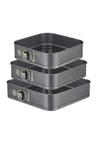 OEM Set of 3 square baking pans for cakes or pies with removable bottom