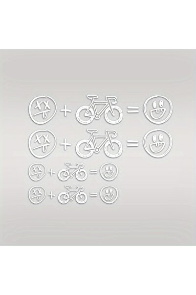 Choice4 4PCS SET 4pcs/Sheet Happy Face Bike Stickers - Road Bike Decor, Unive...