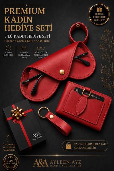 Ayleen Ayz Women's Wallet Set |   Gift Boxed Set of 3 - Leather Wallet, Glass...