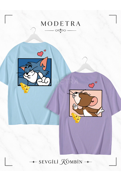 Modetra Women Men Unisex Tom and Jerry Square Back Printed Lover Couple Combi...