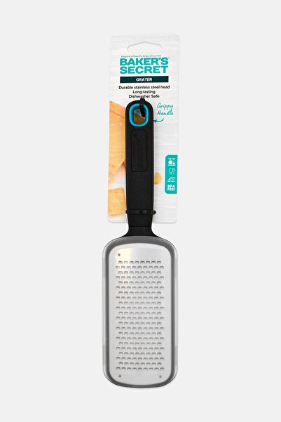 Baker's Secret Stainless Steel Grippy Handle Grater, Black