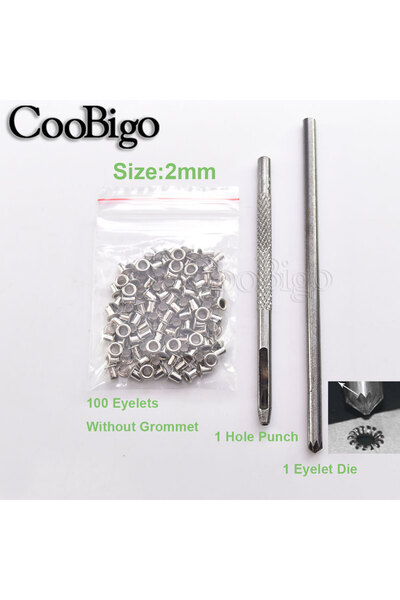 Choice Dia. 2mm 100sets Metal Eyelet Grommet Punch Installer Tool Set for Bel...