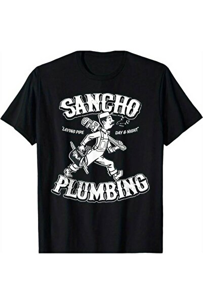 NOURAM تي شيرت رجالي بتصميم رسومي مضحك من سانشو بلومنج مع نص "SANCHO Plumbing...