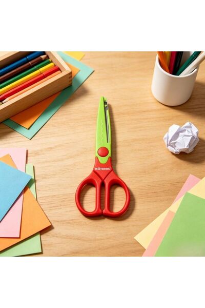 MOTARRO Set Foarfecă Decorativă pentru Copii 158mm + 3 Capete cu Modele de Tă...