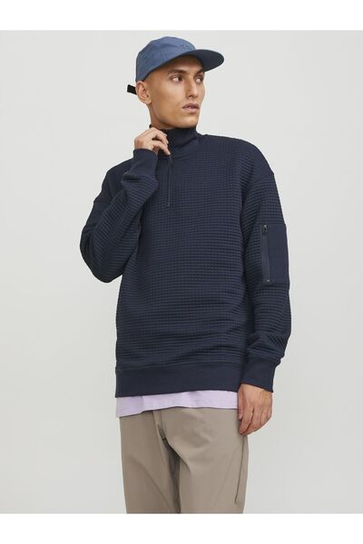 Jack & Jones Φούτερ με μισό φερμουάρ, μονόχρωμο. Φούτερ με μισό φερμουάρ.