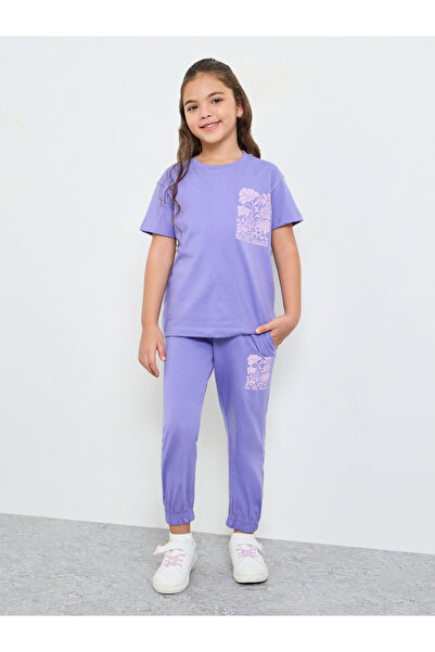 Styli Girls Cotton Round Neck T-Shirt And Joggers Set