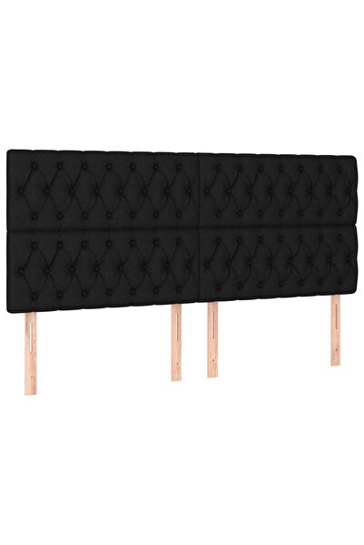 vidaxl Tăblie de pat neagră 180x7x118/128 cm, material textil