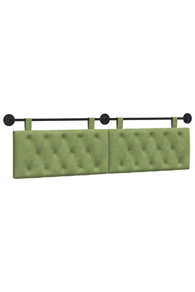 vidaxl Tăblie de pat suspendată Cu lumină LED Verde deschis Catifea