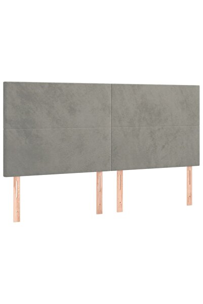 vidaxl Tăblie de pat gri deschis 180x5x118/128 cm catifea