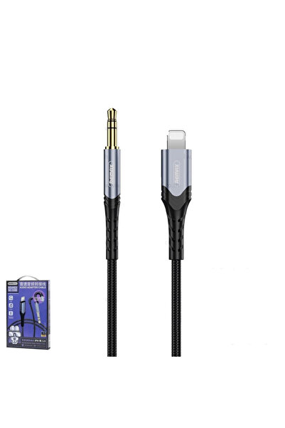 Remax RC-C015i Πλεγμένο καλώδιο 3.5mm σε Lightning Μαύρο 1μ (RC-C015i)
