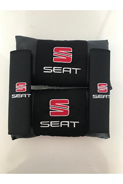 ŞENYILDIZ AKSESUAR Seat Nakışlı Deri 1 Çift Boyun Yastık Ve 1 Çift Kemer Pedi