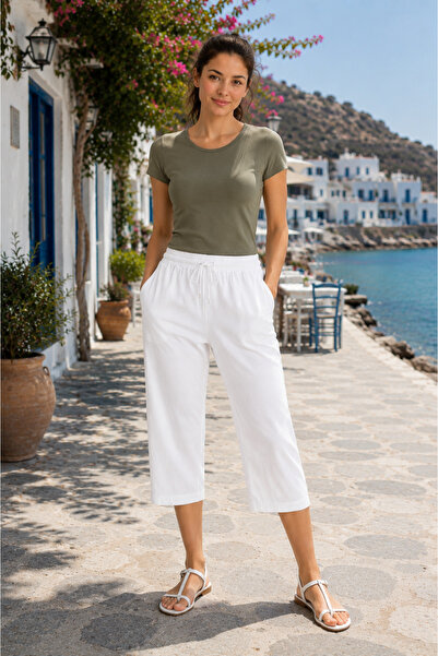 FORMO Women's 100% Natural Cotton Muslin Fabric High Quality Capri