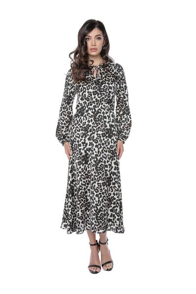 Miss One Rochie leopard cu șnur la gât