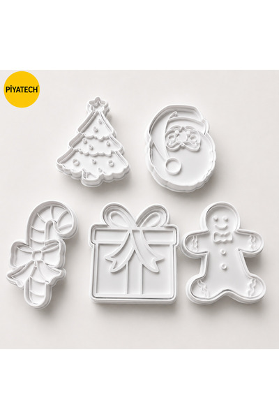 PİYATECH 5-Piece Christmas Concept Cookie and Candy Dough Mold Set - Santa Cl...