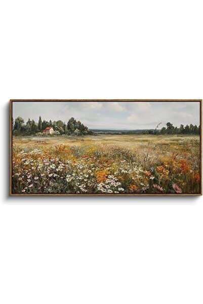 ALAYRA International Wildflower Cottage Art With Outer Frame 50x100 cm for Li...