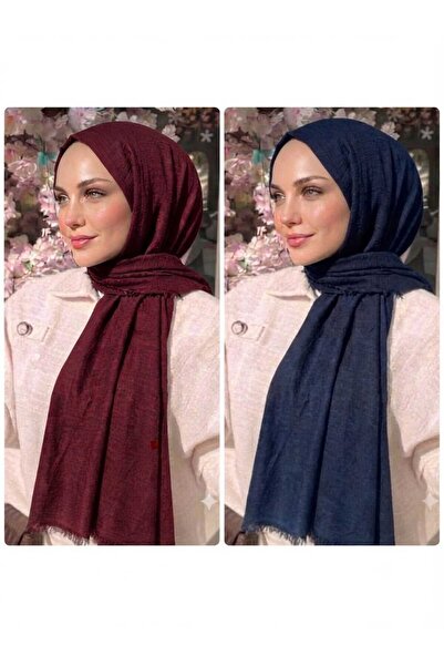 Alse Butik 2'li Bambu Kraş Şal (Lacivert- Bordo)