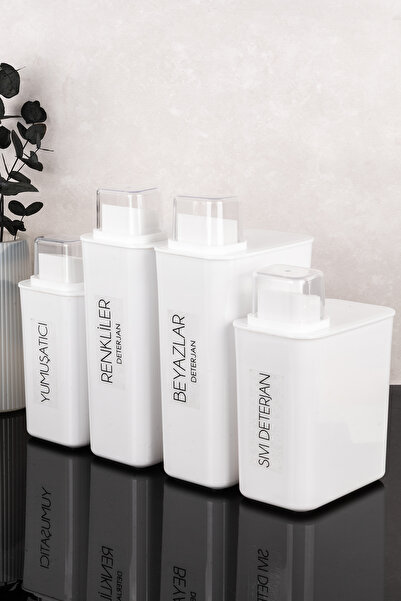 Dolkin Home Set of 4 Self-Scale Detergent Boxes with Labels 3000 ml - 2200 ml...