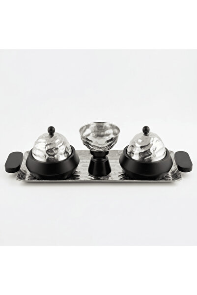 AKDC Luhpar Wave Textured Aluminum Serving Set - Rectangular Tray with Domed ...