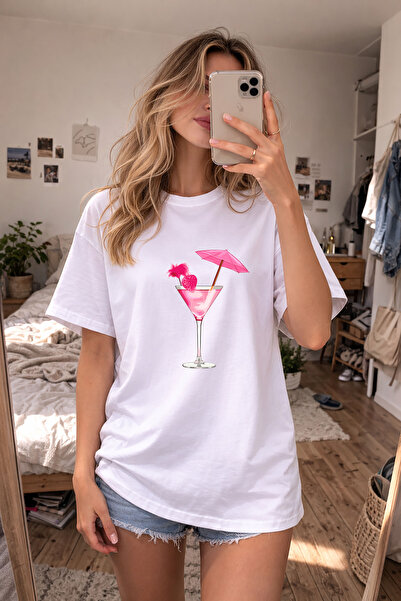 cesita Μπλουζάκι από βαμβάκι με στάμπα Cosmopolitan Cocktail σε λευκό χρώμα