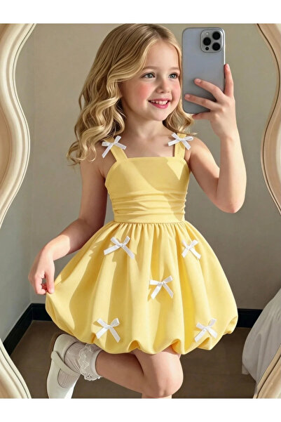 Keywest Girl's Bow Detailed Balloon Dress