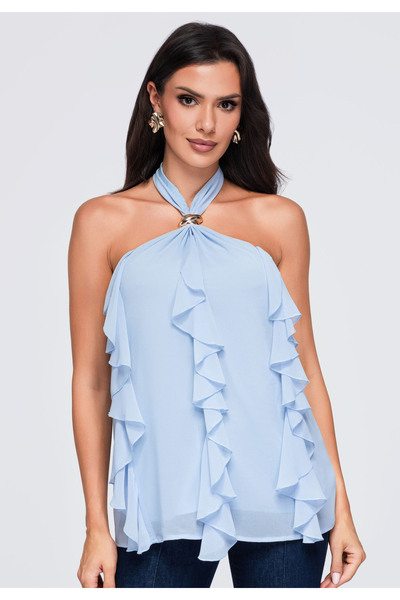 OMBRE Bluză de damă, casual, fără mâneci, cu cravată la gât OW-TS-E0077