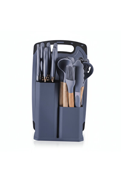 AKDC 19-Piece Silicone Kitchen Utensil Set with Knife Block & Cutting Board —...