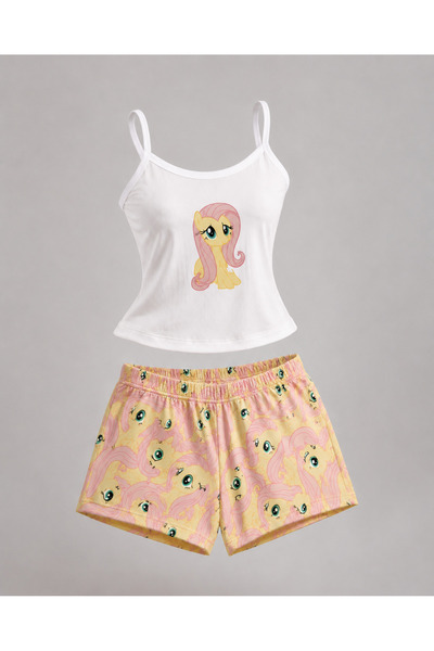 Yukatay Sarı My Little Pony Fluttershy Desenli Şık Premium Şortlu Takım -YUKATAY