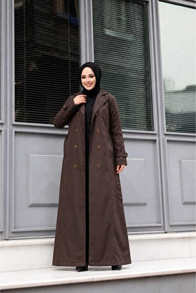 KMKkombin Double-Breasted Collar Belted Long Youth Sports Trench Coat