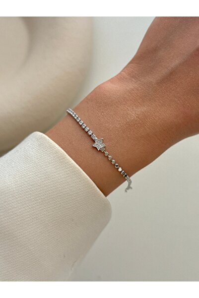 YOUES JEWELRY سوار نسائي من الفولاذ ميني مينيمال سيلفر ستار