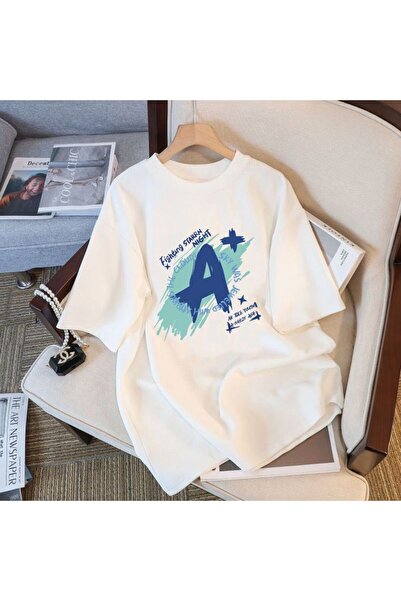 bellanova Unisex πολύχρωμο μπλουζάκι με στάμπα Oversize Streetwear Άνετη εφαρ...