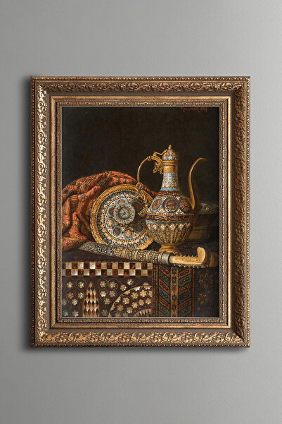 epiqart Antique Jug with Ottoman Motifs and Embroidered Decorative Object - V...