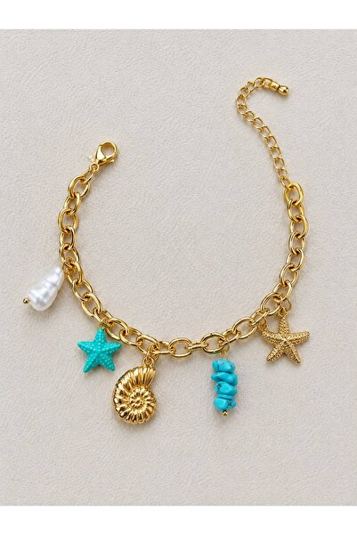 Haziran Accessory, Chain Steel Women's Bracelet with Charm