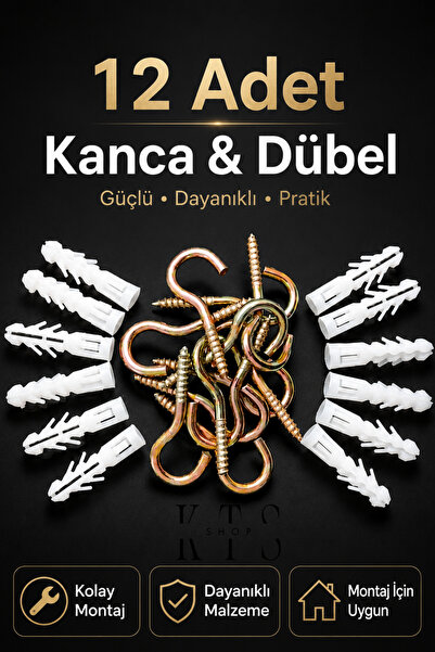 KTS SHOP 12’li Balkon Filesi Montaj Aparat Seti – Piton, Vida, Kanca, Dübel