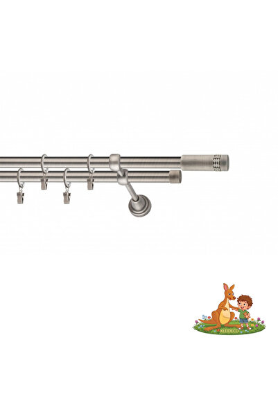 KLEIDECO Galerie dubla perdea ALASKA, Metal, Diametru 19 mm, Capete JUNEAU, 3...