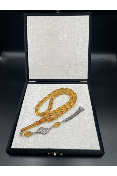 Onurlu Tesbihane 925 Ayar Gümüş Dizayn Ateş Kehribar Tespih – 12x8 mm